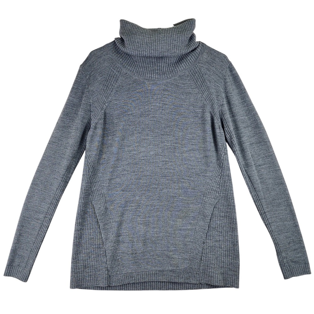 Lululemon‎ Rest Less Turtleneck Sweater Women 6 Gray Ribbed Knit Athleisure